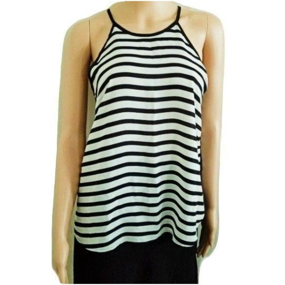 Monteau Los Angeles Black & White Stripe Tie Back Sleeveless Tank Top Size Small - Picture 5 of 16